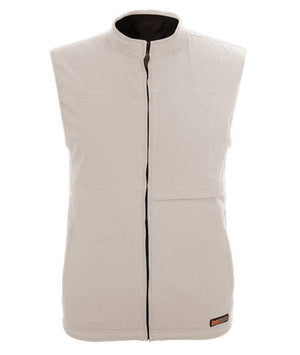 Mobile Warming beige sleeveless vest with front zipper and high collar