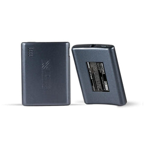 Mobile Warming rechargeable battery pack showing front and back views