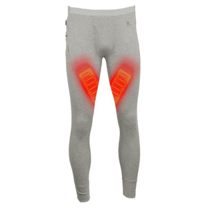 Mobile Warming grey thermal leggings with highlighted heating zones on the thighs