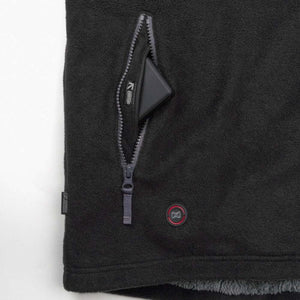 Mobile Warming black fleece vest pocket with battery and power button