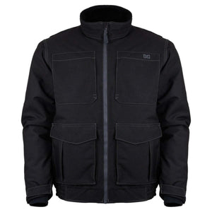 Mobile Warming black work jacket with four front pockets and full zip closure