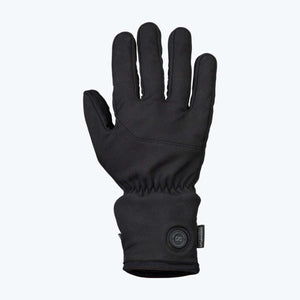 Mobile Warming black heated glove with power button on wrist