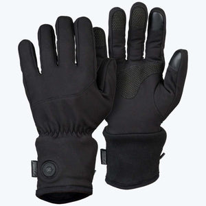 Mobile Warming black heated gloves with textured grip palms and power button