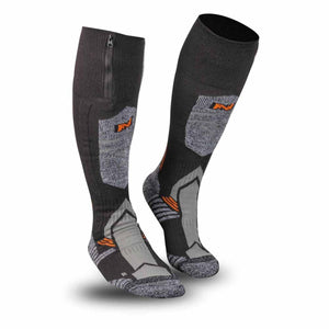 Mobile Warming black and grey heated socks with side zipper