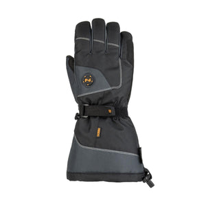 Mobile Warming black heated winter glove with adjustable wrist strap and power button