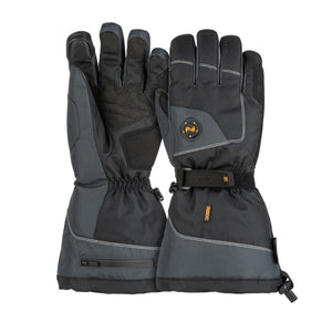 Mobile Warming black heated gloves with adjustable wrist strap and battery pocket