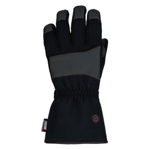 Mobile Warming black heated glove with power button on wrist