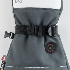 Mobile Warming glove wrist strap and power button detail