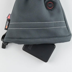 Mobile Warming grey heated accessory pouch with black battery pack