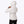 Back view of a Mobile Warming white hooded jacket with a geometric pattern worn over black pants
