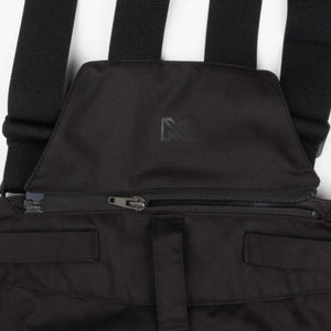 Mobile Warming black bib overalls with adjustable straps and zippered chest pocket