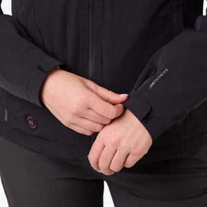 Mobile Warming black jacket sleeve with Rainguard branding and adjustable cuff