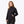 Woman wearing a black Mobile Warming hooded softshell jacket