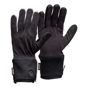 Mobile Warming black heated gloves with power button on cuff