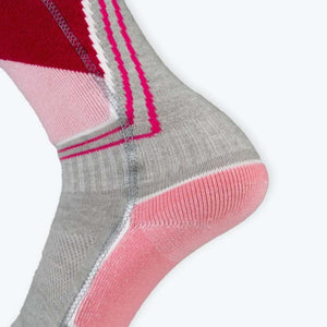 Mobile Warming grey and pink performance sock heel detail