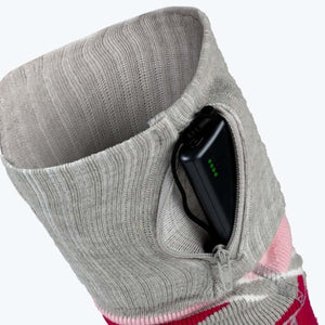 Mobile Warming heated sock battery pocket with battery inserted