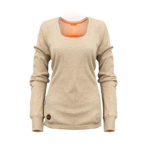 Mobile Warming beige long sleeve thermal shirt with orange interior trim
