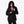 Woman wearing a black Mobile Warming hooded jacket