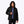 Woman wearing a black Mobile Warming quilted jacket