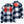 Mobile Warming blue and white plaid fleece jacket showing internal heating zones on chest and back