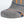 Close up of grey Mobile Warming sock toe with orange and blue accents