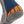 Mobile Warming blue and grey performance sock heel detail with orange accents