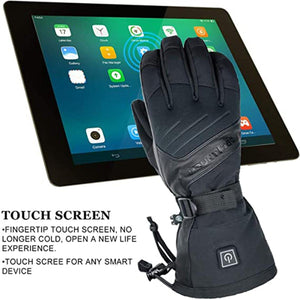 Mount Tec black touchscreen compatible heated glove in front of a tablet