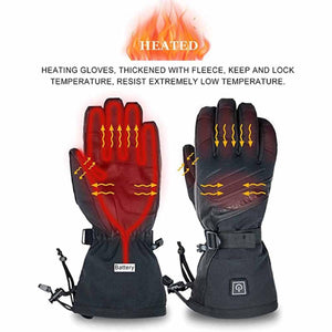 Mount Tec fleece lined heated gloves showing internal heating elements and battery placement