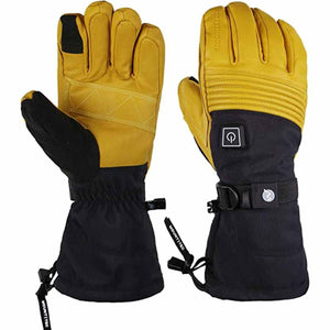MountTec yellow and black heated winter gloves with power button