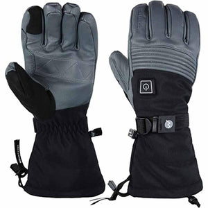 Mount Tec grey and black heated gloves with power button and adjustable wrist strap