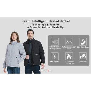 MountTec iwarm intelligent heated jackets with carbon fiber heating and waterproof fabric features