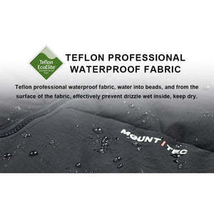 Mountitec jacket fabric with Teflon EcoElite waterproof finish and water beads on the surface