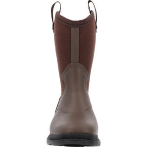 Muck brown rubber work boot with pull tabs
