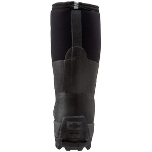 Back view of a black Muck rubber boot