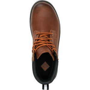 Top view of a brown leather Muck Boot lace up work boot