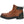 Muck brown leather work boot with black trim and orange laces
