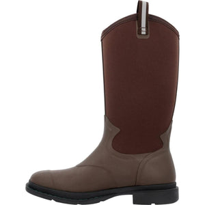 Muck brown tall rubber work boot with pull tab