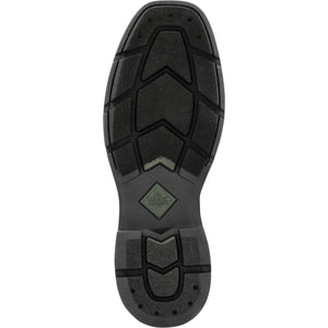 Black Muck boot tread pattern with logo on the sole