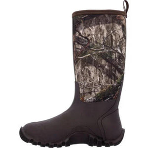 Muck brown rubber boot with camouflage upper