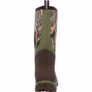 Back view of Muck camo and brown rubber boot
