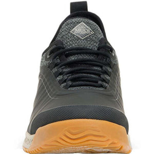 Muck black and grey lace up sneaker with a gum rubber sole