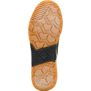 Muck boot rubber outsole with chevron tread pattern