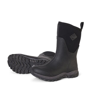Black Muck mid-calf rubber boots with treaded soles