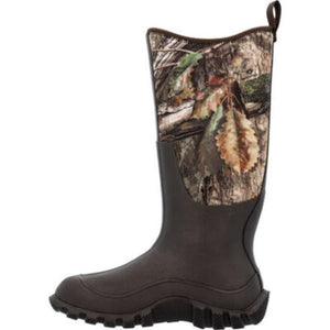 Muck brown rubber boot with camouflage upper shaft