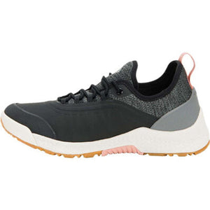Merrell black and grey sneaker with white midsole and gum rubber outsole