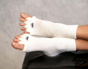 Happy Feet Company white open toe socks with individual toe separators