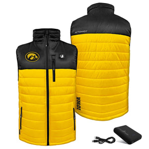 ActionHeat Iowa Hawkeyes heated vest with battery pack and charging cable