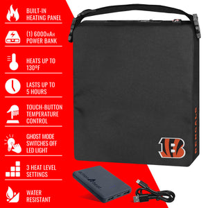 ActionHeat heated stadium seat with power bank and feature list