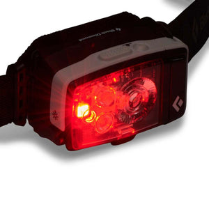 Black Diamond headlamp with red light mode activated