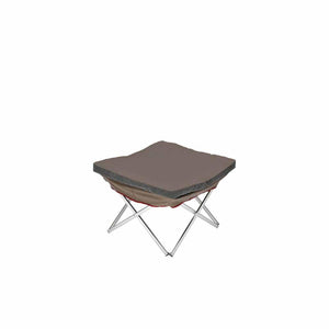 Brown folding camping stool with a metal frame